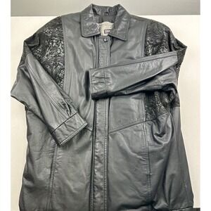 Vintage Pelle Studio Thinsulate Black Leather Coat Jacket Large Liner Full‎ Zip